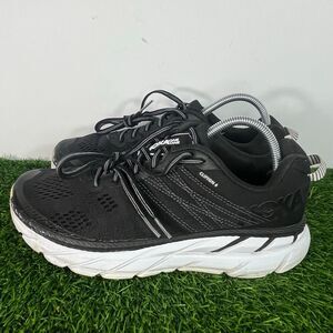 Hoka One One Clifton 6 Black Women Size 9 Black White Running Shoes